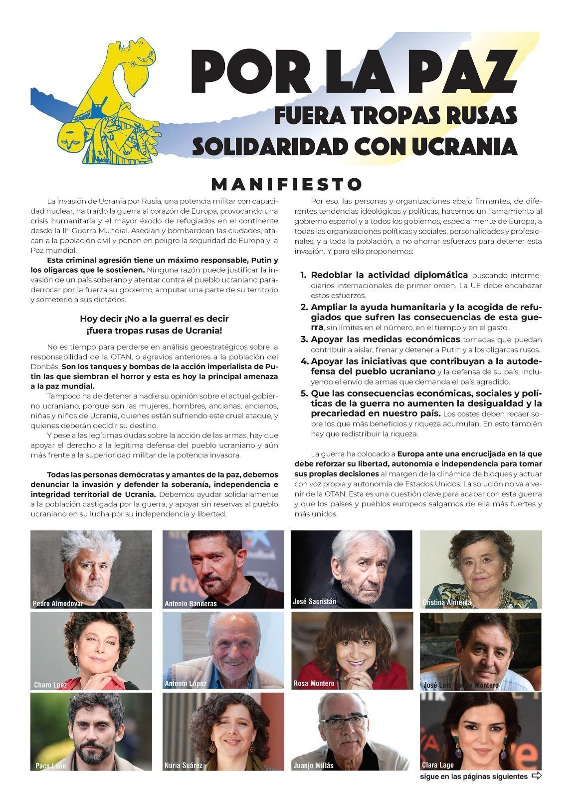 Más de 2 mil firmantes respaldan un manifiesto ‘Por la Paz’ al grito de ‘Fuera Tropas Rusas de Ucrania’ 4 manifiesto